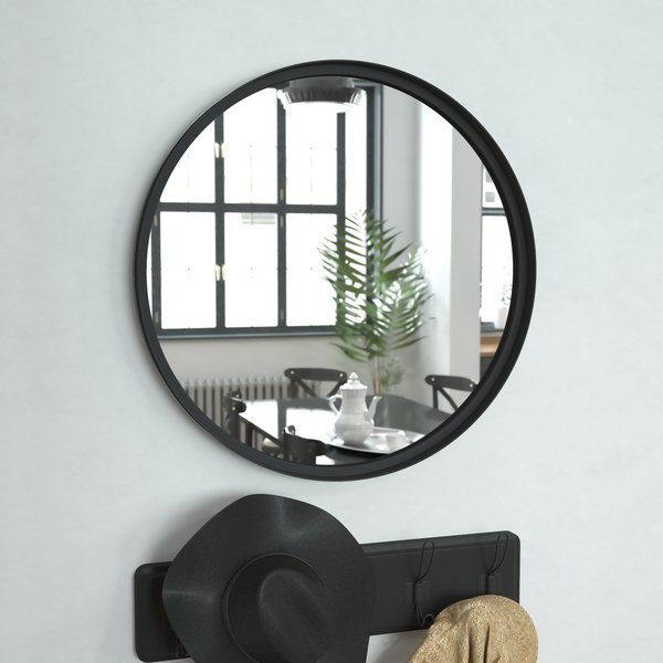 Flash Furniture 24in Round Black Metal Framed Accent Wall Mirror HMHD-22M115YA-BLK-GG